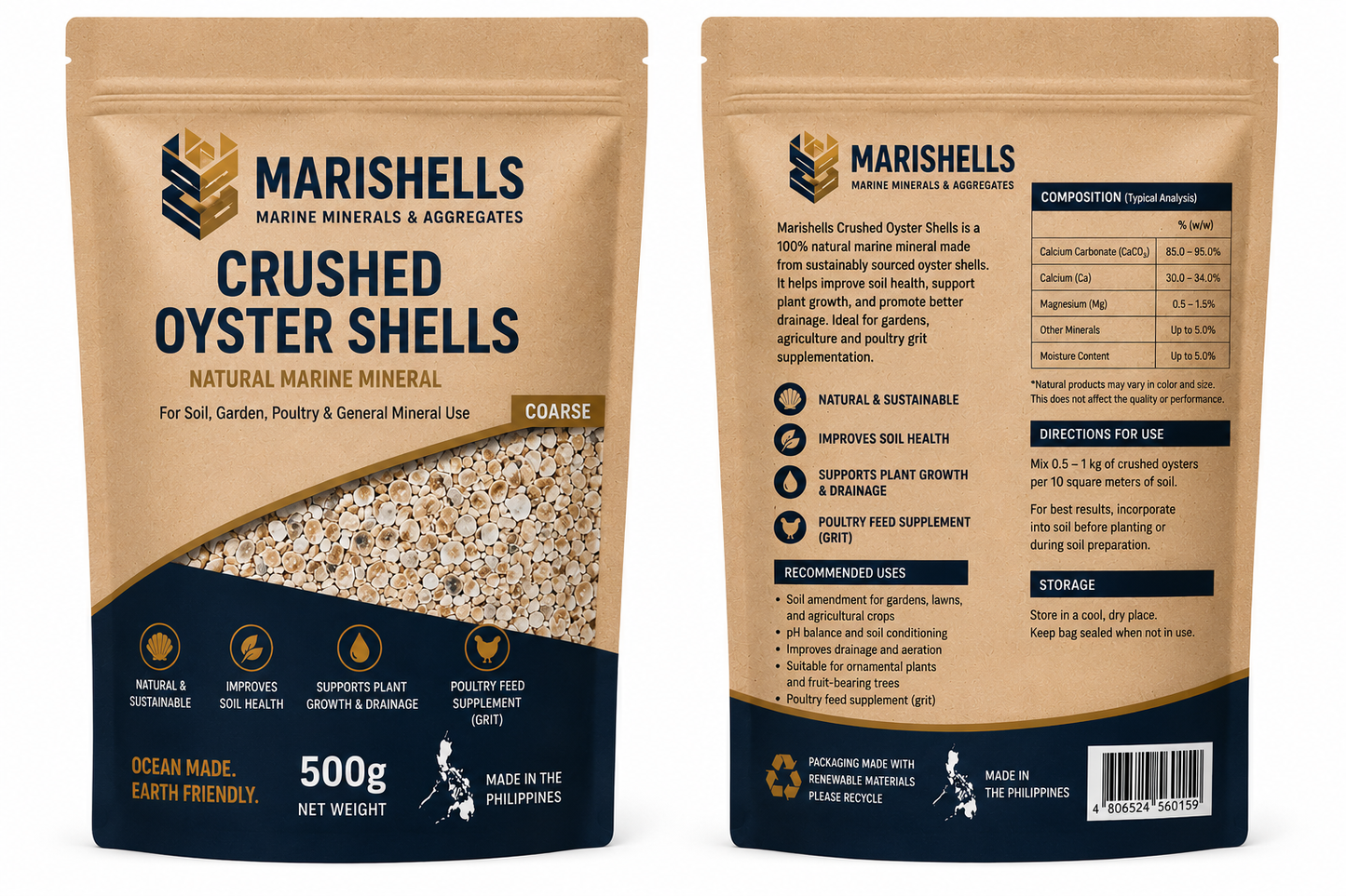 Marishells Crushed Oyster Shells Coarse 1 Kg
